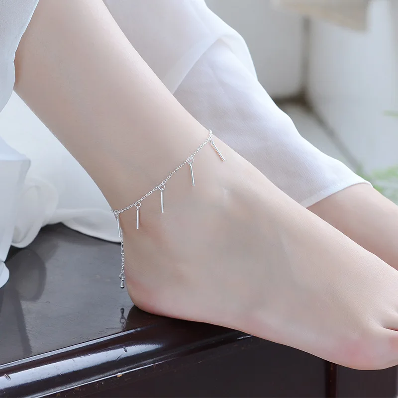 Everoyal Charm Long Tube Silver Anklets For Women Jewelry Fashion Lady 925 Bracelets Girl Accessories Lover Gift | Украшения и