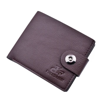

Man Short Section Wallet Casual PU Leather Men Magnetic Buckle Purse Solid Color Practical Male Business Wallet