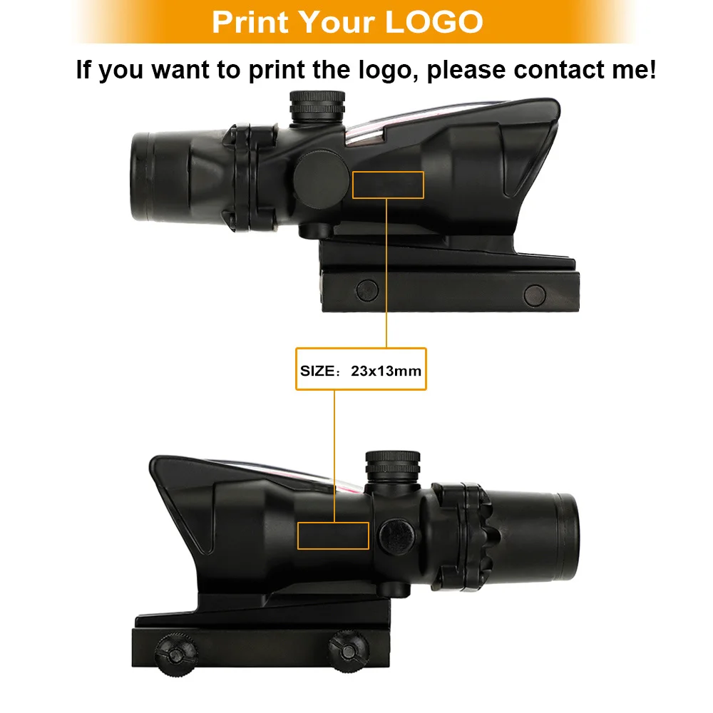 ohhunt Охота 4X32 ACOG Настоящее волокно Riflecope BDC Chevron Подковообразная Сетка Тактические оптические прицелы для кал.223.308 Печать логотипа визир - Цвет: Print your logo
