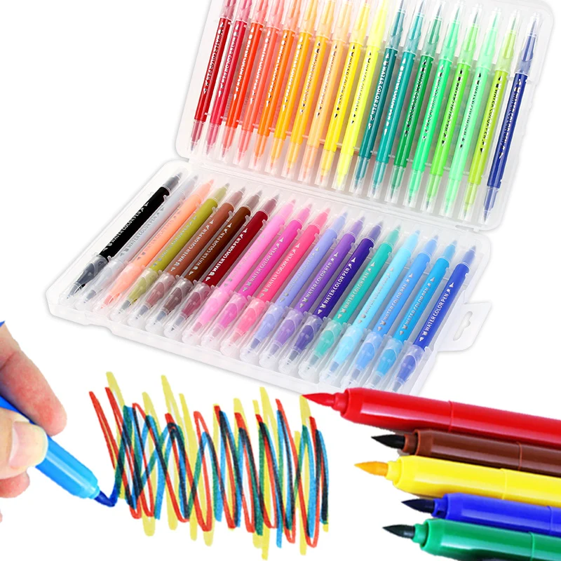 Zhigao Акварельная кисть цветные ручки художественные канцелярские принадлежности ручки для школы маркеры для эскизов живопись двойная голова