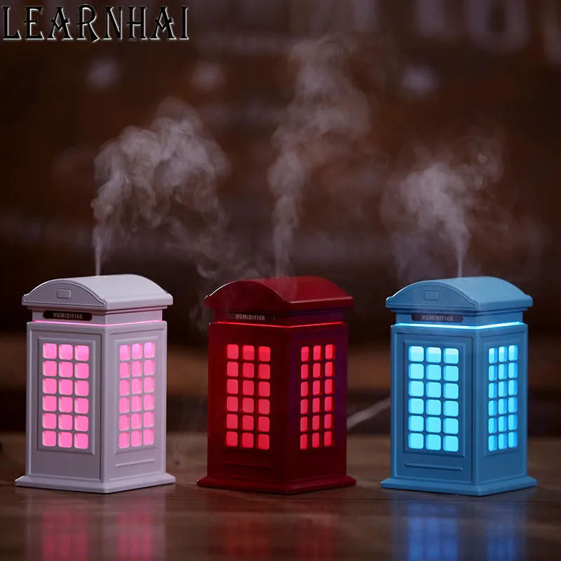 LEARNHAI Telephone Booth Shape Mini Air Purifier Aromatherapy Essential Oil Diffuser Ultrasonic Cool Mist Maker With LED Light | Бытовая