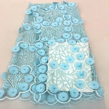 

High Quality African Guipure Cord Lace Fabric 3d flower France soluble Water Lace For 2018 greed guipure cord lace fabric GF157