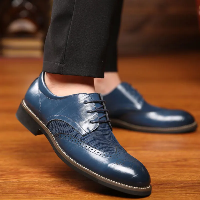 Misalwa дропшиппинг летние сетчатые Весна Кожаные модельные туфли из дышащего материала Для мужчин формальные Бизнес оксфорды размера плюс; большие размеры 38-48, для продажи - Цвет: Mesh Blue