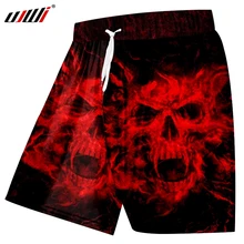 UJWI, мужские повседневные шорты, крутой принт, красный череп, 3D, пляжные шорты, мужские, бодибилдинг, Fintess, эластичная талия, боксеры, брюки, 5xl