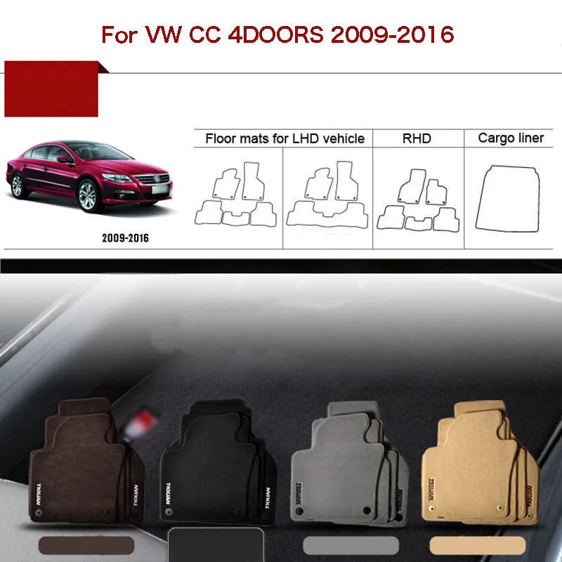 

4pcs High Quality Custom Made 1/2" Thickness Solid Nylon Interior Odorless Floor Carpet Mats Cover Fitted For VW CC 2009-2016