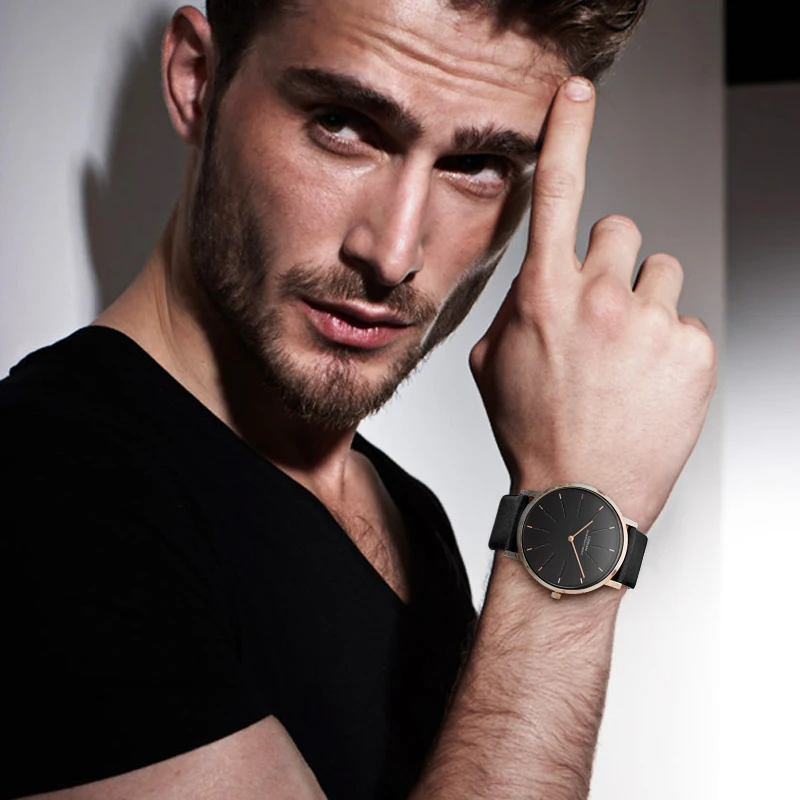 

Relogio masculino marque de luxe original 2018 casual waterproof montre homme leather watch orologio uomo lusso watches men
