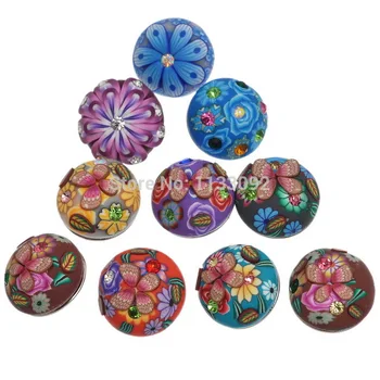 

free ePacket 60pcs/lot Mix styles Women Flower butterfly Snap clay button Charm Fit Snaps Button Jewelry Christmas gift