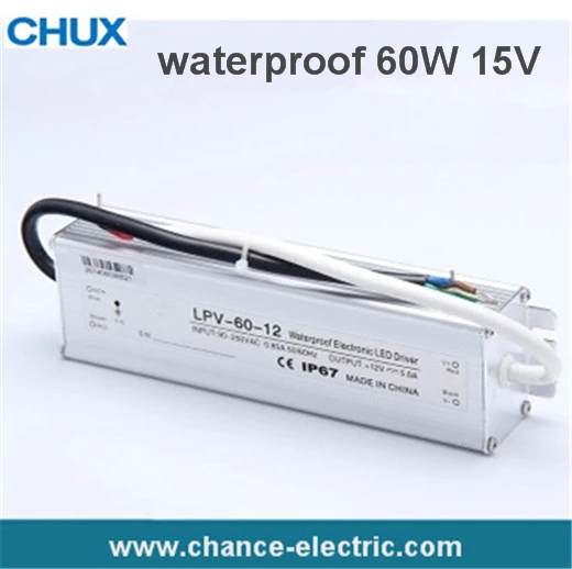 

Factory Direct Selling 60W 15V China Manufacture of LED switching mode Power Supply /supplies 4A waterproof type LPV60W-15V