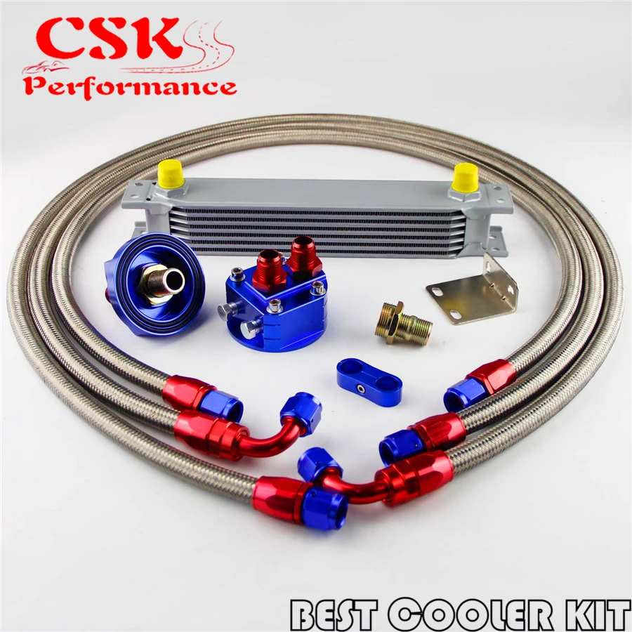 

Universal 7 Row AN-8/AN8 Engine Oil cooler + Filter Relocation for japan car kit