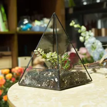 19cm Modern Tabletop Geometric Pyramid Glass Terrarium Window Sill Succulent Flowerpot Plant Container Planter Bonsai Flower Pot