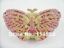 Butterfly color-C Crystal lady fashion Bridal Party hollow Metal Evening purse clutch bag case handbag