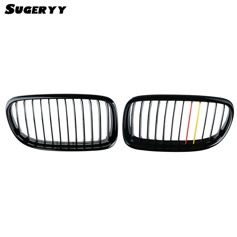 

SUGERYY 1 Pair Car Style Gloss Black 3-Color Front Center Kidney Racing Grilles For BMW 3 Series E90 E91 2009-2011 Car Grille