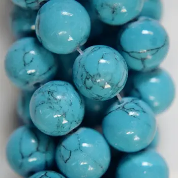 

Howlite Turquoise Beads - Round 10 mm Gemstone Beads - Full Strand 15 1/2", 39 beads, A-Quality, Item 6