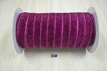 

new arrive 3/4''(20mm) roseo Glitter Velvet Ribbon, 100 yard/roll/color .14 colors can option (no elastic).