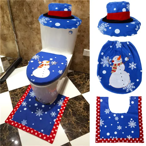 2016 Merry Christmas Decorations Snowman Toilet Seat Cover and Rug