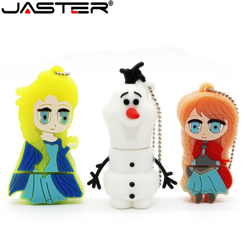 

JASTER hot fashion creative Cartoon character Anna Elsa Olaf real capacity USB flash drive 2.0 4GB/8GB/16GB/32GB/64GB