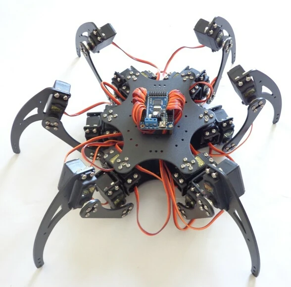 18DOF алюминиевый сплав Hexapod робот Паук шесть ног робот Рамка комплект без пульта дистанционного управления для DIY робот аксессуары