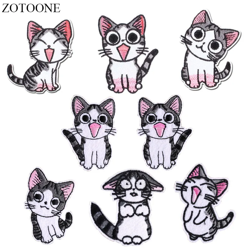 

ZOTOONE Iron on Cartoon Cat Patch Stickers Jeans Applique Embroidery Animal Patches Applications for Clothes Backpack DIY Badge