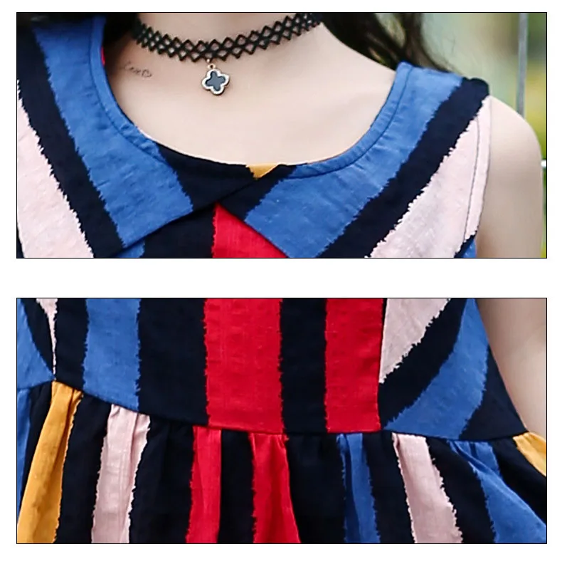 Summer 2019 Colorful Striped Kids Girls Summer Dress Baby Beach Sleeveless Cotton Dresses Children Fashion Party Dresses Clothes (3)