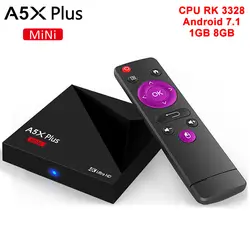 A5X Plus Android 7,1 ТВ коробка КД-плейер 18,0 RK3328 4 ядра Cortex-A53 1G/8G 1080 P USB 3,0 Wi-Fi 4 K H.265 медиаплеер PK X96