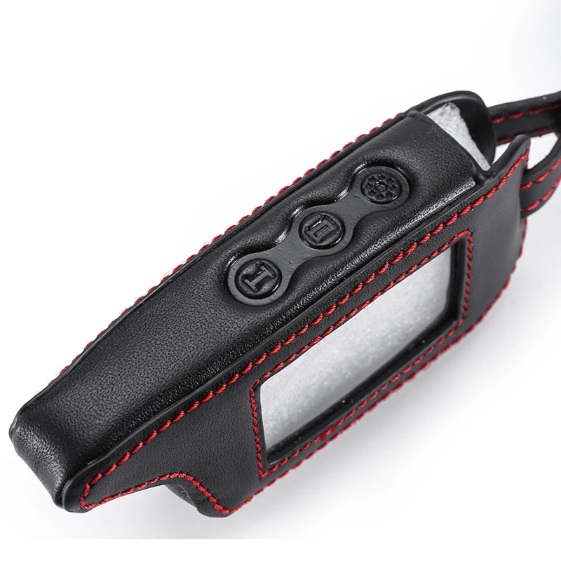 

A6 A9 LCD Remote Controller Keychain Leather Cover For Two Way Car Alarm StarLine A6 A9 A8 Key Case Holder