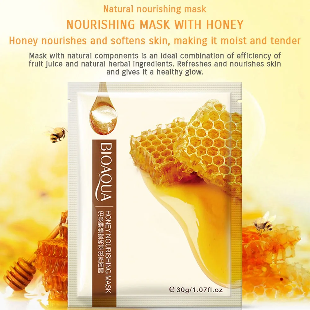 BIOAQUA 1 шт. натуральный мед увлажняющая маска для лица контроль масла усадка поры питает, разглаживает маски для кожи лица уход