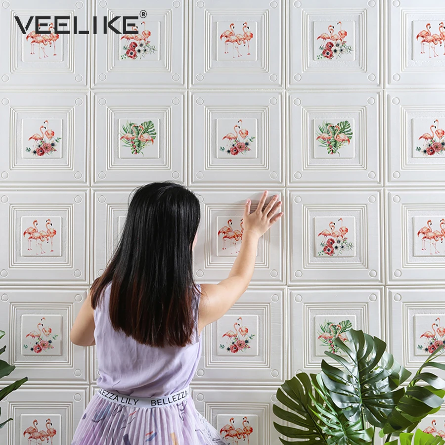 

2019 Newest Style Vinyl Foam Wall Decoration Film Creative Self-Adhesive Wallpaper for Living Room Bedroom Modern Decor Pattern