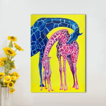 

HDARTISAN Wall Art Canvas Painting Posters And Prints Giraffe Family Wall Pictures For Living Room Home Decor No Frame