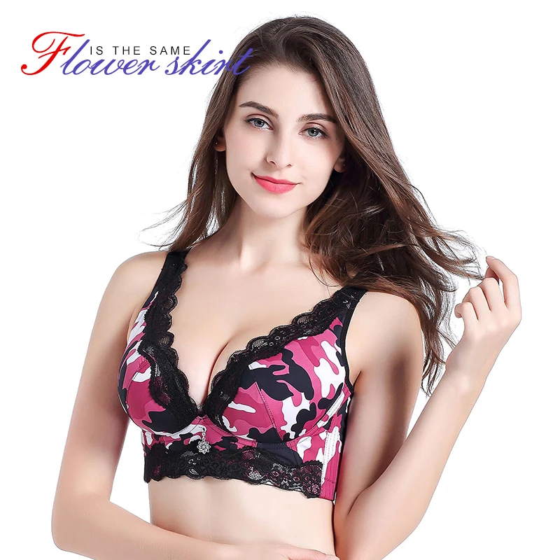 Camouflage Plus Size Lingerie Bras Female Push Up Sexy Lace Bralette