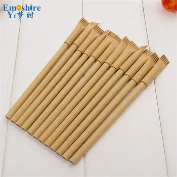 

Wood Color Kraft Paper Ballpoint Pens Toothpaste Shape Roller Ball Pen Customized Print LOGO Blue and Black Refill P152