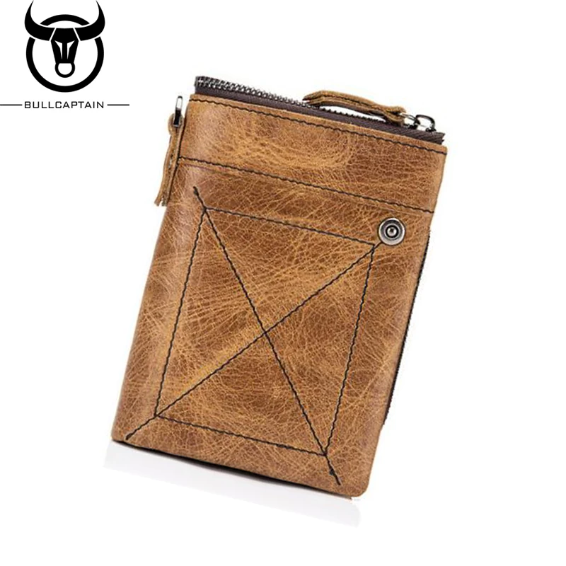 

BULLCAPTAIN Genuine Cow Leather Men Wallet Detachable Coin Purse Portomonee Walet PORTFOLIO Cuzda Mini Card HolderFashion E123