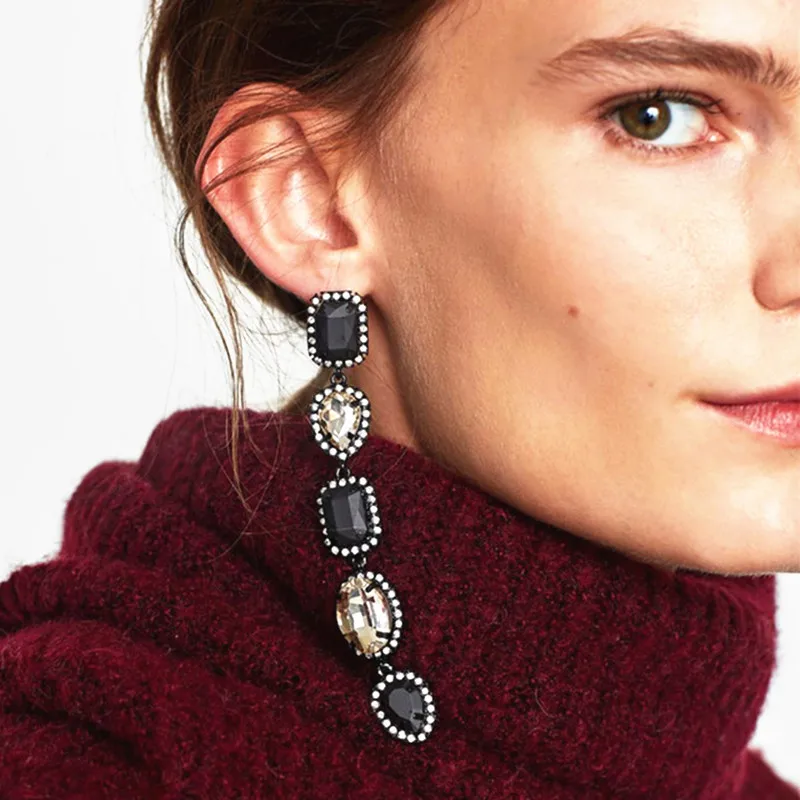 

JURAN 2018 statement earring fashion Shiny crystal drops Earrings jewelry Long earrings for women gift factory price wholesale