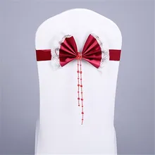 10 шт./партия, галстук-бабочка, кожа, атласные ленты обивки стульев для свадебной вечеринки, спандекс, чехол для стула, украшения для стула гостиницы