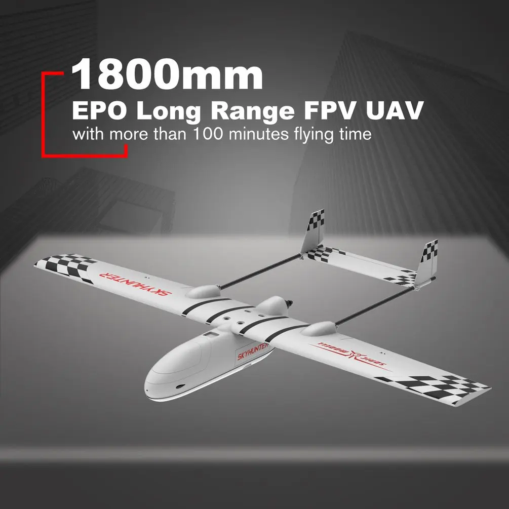 

Skyhunter 1800mm Lightweight Wingspan EPO Long Range FPV UAV Platform RC Racing Drone Quadcopter Airplane Kit