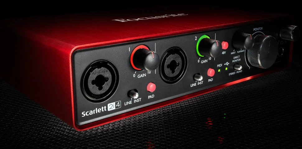 FOCUSRITE Scarlett 2i4 II 2-го поколения USB аудио интерфейс звуковая карта профессиональная для записи 2 В/4 из