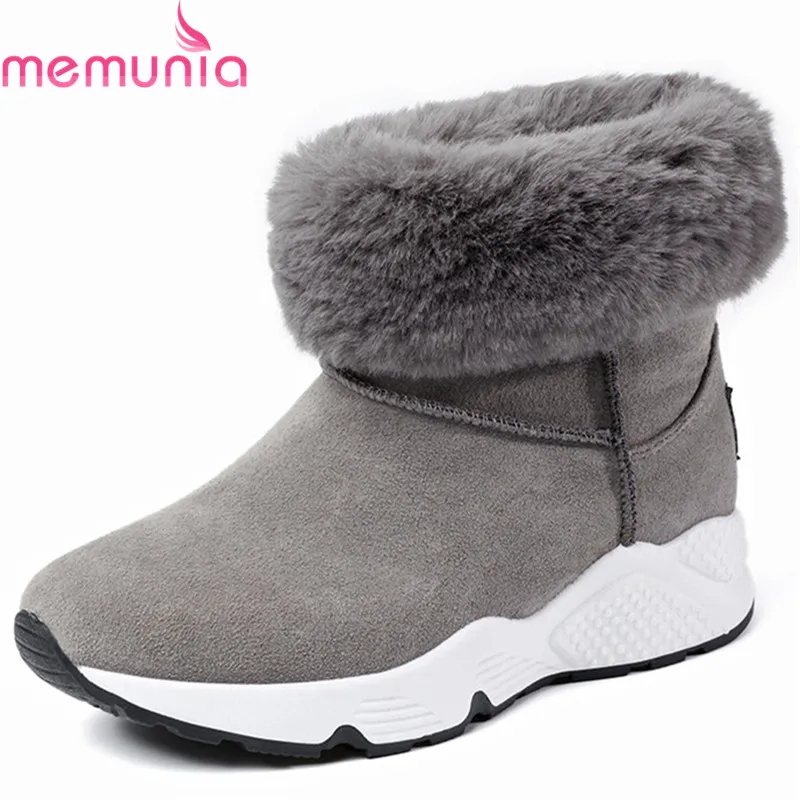 

MEMUNIA 2019 new arrive winter shoes woman flock slip on ankle boots comfortable platform flat shoes warm snow boots female