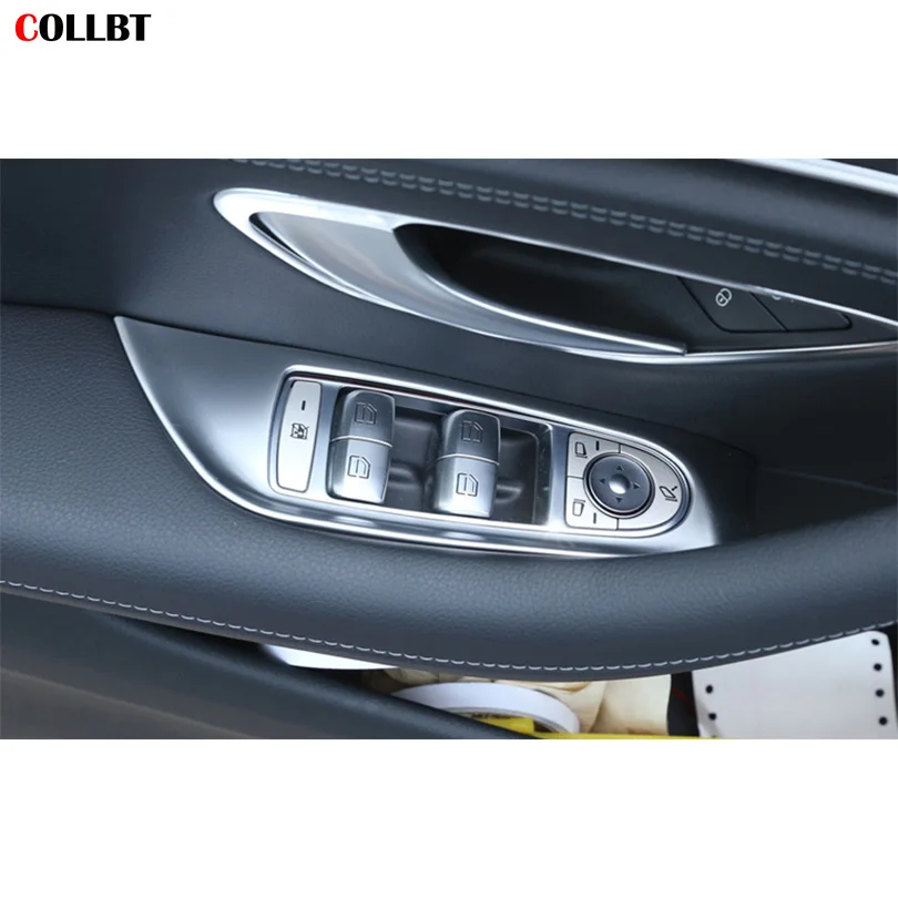 Abs Chrome Car Door Window Button Cover Frame Trim Stickers For