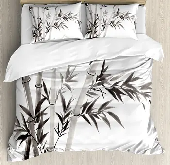 

Bamboo House Decor Duvet Cover Set Traditional Bamboo Leaves Meaning Wisdom Growth Renewal Unleash Your Power 4pcs Bedding Set