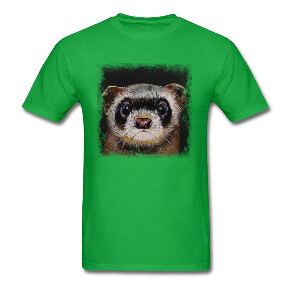 Cheap Mens T-shirts FERRET Casual Tops Shirt 100% Cotton Short Sleeve Birthday Clothing Shirt Crewneck Free Shipping FERRET green