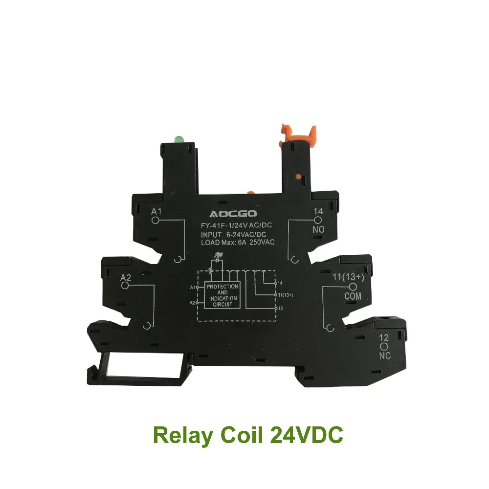 Тонкое реле на винтовой розетке со светодиодной и защитной схемой 24VDC/AC|slim relay|relay