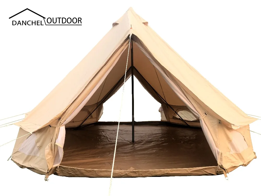 

DANCHEL Waterproof Windproof Bell Tent Outdoor Sibley Glamping Tent with two doors Canvas Cotton Family Bell Tent with 2 Doors