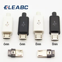 Micro usb tipo de solda de 5 pinos, conectores de plugue macho carregador 5p usb, soquete de carregamento 4 em 1 com 10 peças branco preto preto