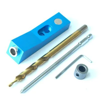 

Aluminum Alloy Pocket Hole Jig with Magnet and Step Drill Bit Screwdriver Bit 9.5mm Oblique Hole Drill Guide Woodworking