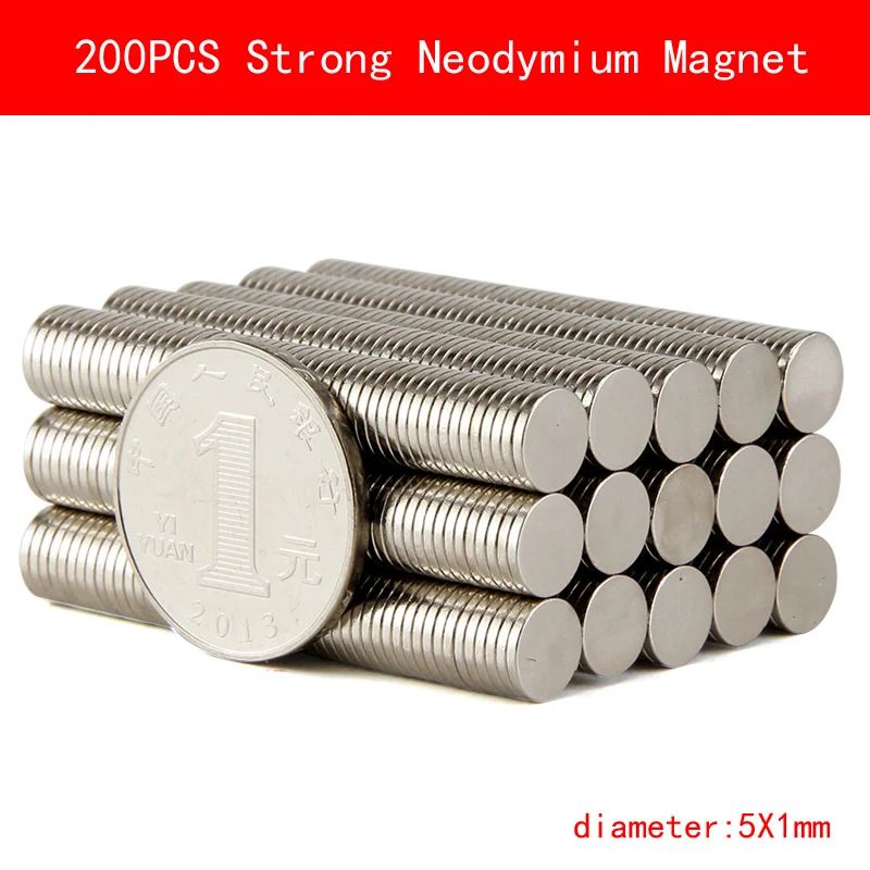 200PCS Strong diameter 5mm x 1mm Neodymium Rare Earth