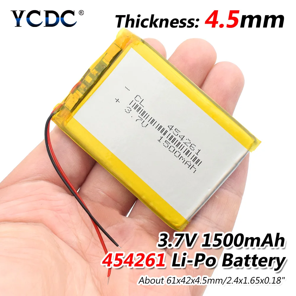 

3.7V 1500mAh 454261 Lithium Polymer Li-Po li ion Rechargeable Battery Lipo cells For Bluetooth speaker GPS PDA portable DVD DVR