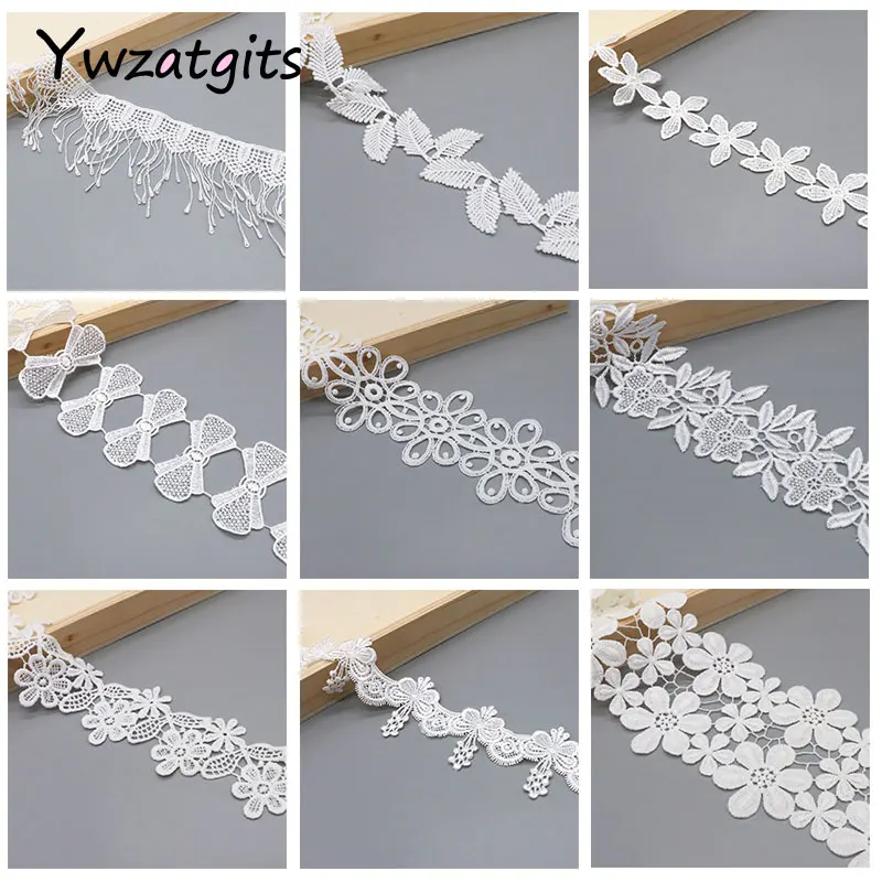 

ywzatgits 1yard/lot Handmade Lace Trim Patchwork Material White Lace Ribbon DIY Garment Sewing Accessories YN0306