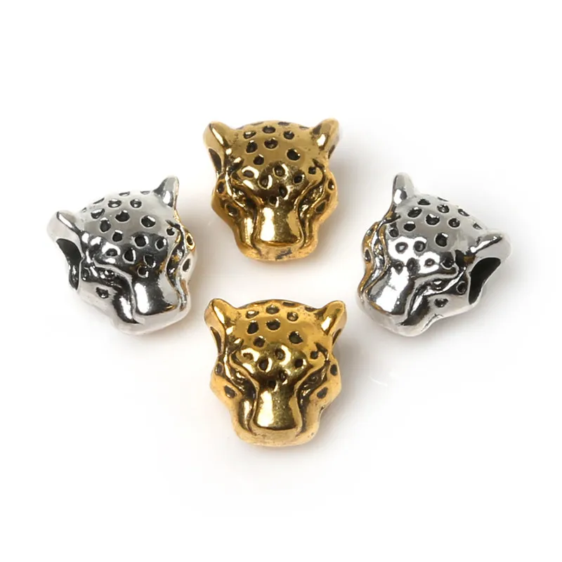 

12mm 10pcs/lot Metal Charms DIY Antique Sliver Gold Color lion Head Leopard Head Beads Spacer Beads For Jewelry Making DIY