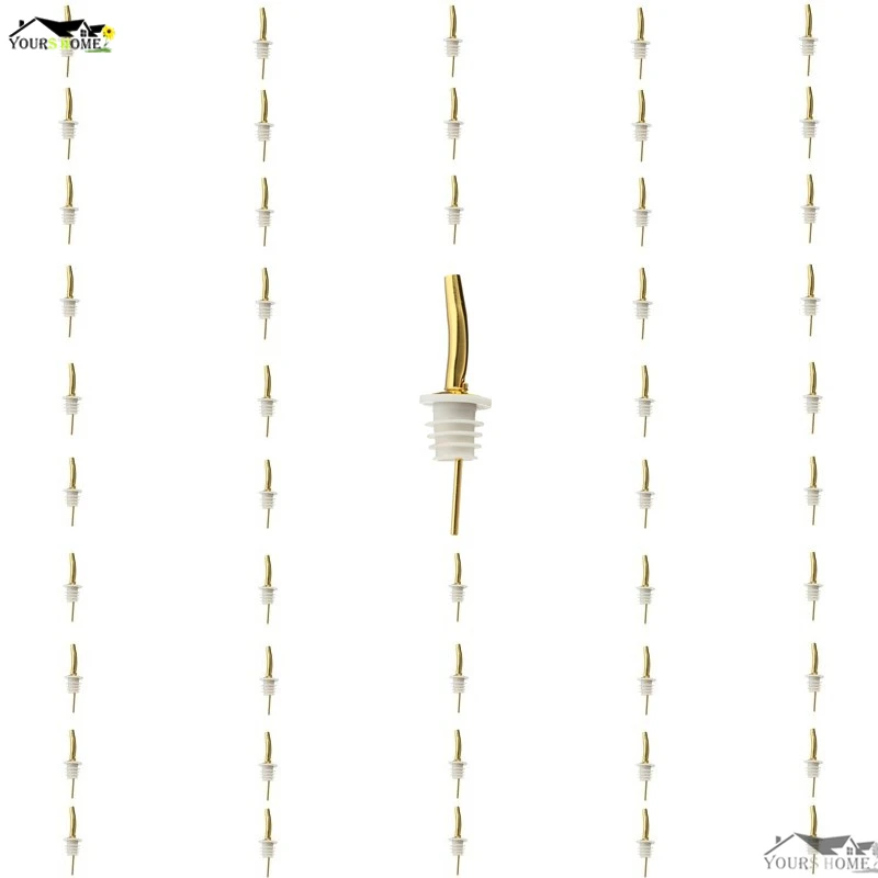 

50 Pieces Golden New Stainless Steel Various Wine Liquor Spirit Pourer Free Flow Wine Bottle Pour Spout Stopper Bar Tool