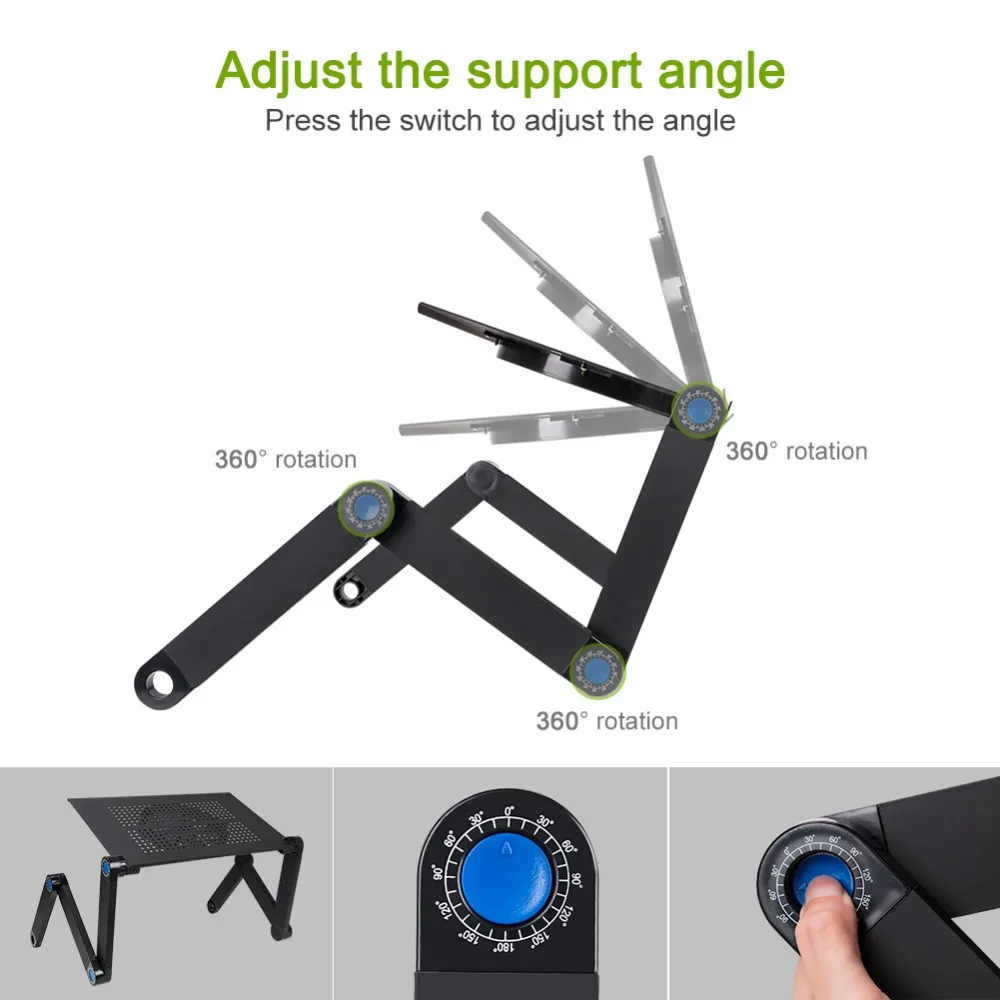 Adjustable Laptop Workstation With 1 CPU Cooling Fans And Mouse Pad Aluminum Sofa Computer Desks Folding Tables holder Furniture