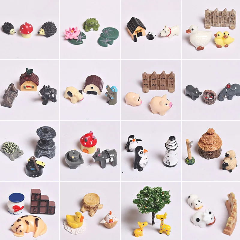 

Cartoon Animals Statue Home Decor Miniatures Miniature Resin Craft Micro Landscape Kawaii Elephant Figurine 3 Pcs